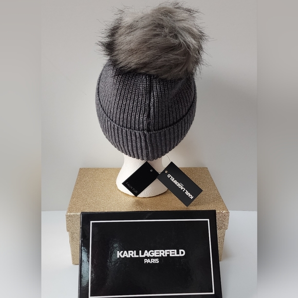 Karl Lagerfeld Stocking Hat with Fur Pom NWT! main image 7